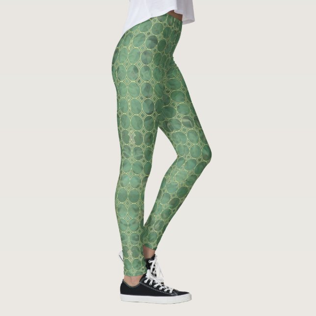 Grönt Grått Tile LegginGgs Leggings (Höger)