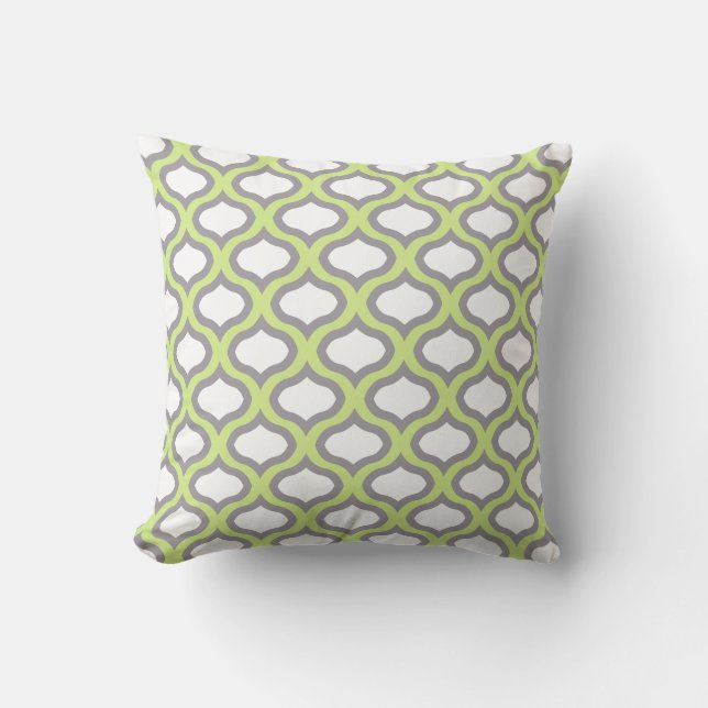 Grönt & Grått Tile Ogee Vågar Pillow Kudde (Framsida)