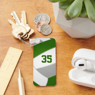 grönt grått volleyball Team färg idrottsman namn Nyckelring