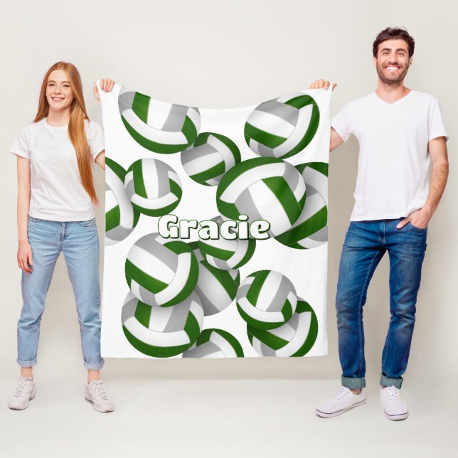 grönt grått volleybollar Flickor i sportrumsdekale Fleecefilt (På plats)