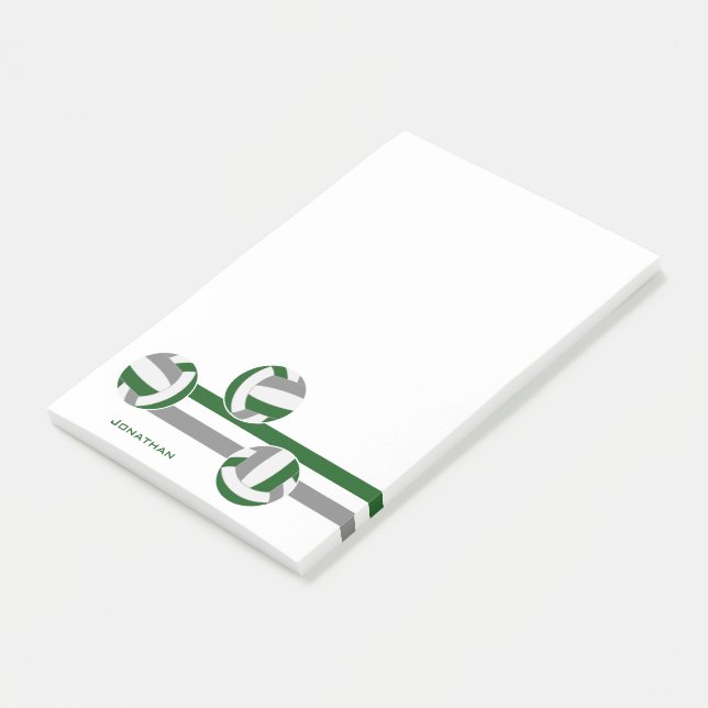 grönt grått volleybollar rand player namn post-it block (Vinklad)