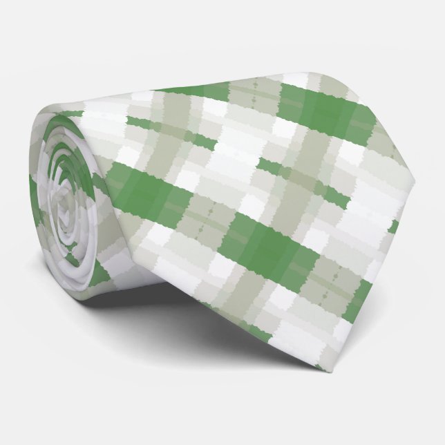 Grönt Grått White Abstrakt Mönster Slips (Rullad)