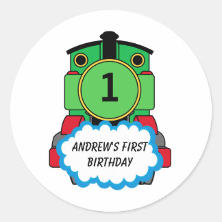 Grönt Grattis på födelsedagen Round Sticker Runt Klistermärke
