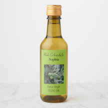 Grönt Gren Olivolja Flaska-etikett