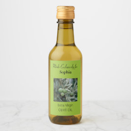 Grönt Gren Olivolja Flaska-etikett Vinetikett