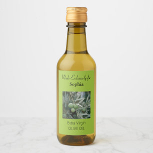 Grönt Gren Olivolja Flaska-etikett Vinetikett