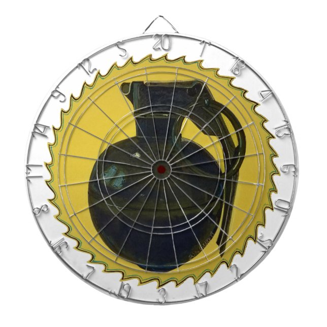 Grönt Grenade på Gult Burst Darttavla (Framsidan)