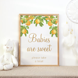 Grönt Grenar Orange Baby Shower Spädbarn är Sweet Poster