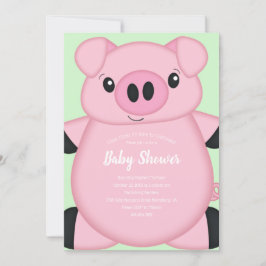 Grönt Gris Baby Shower Inbjudningar