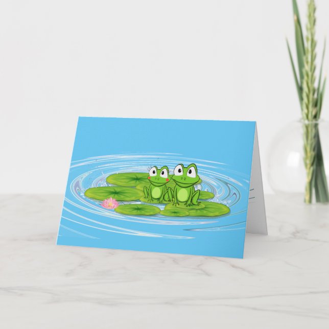 grönt grodor på födelsedag med läppstift kort (Framsida)