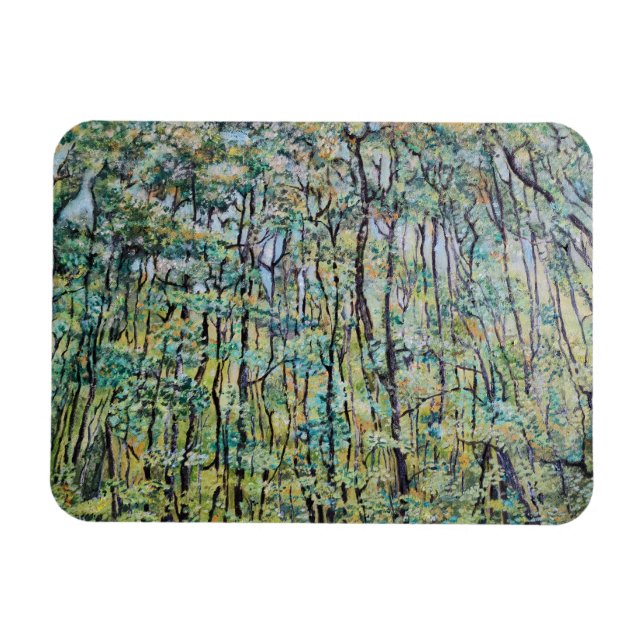 Grönt grönt, skogsmålning magnet (Horisontell)