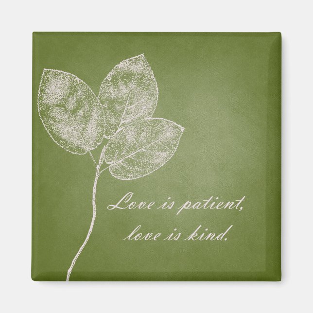 Grönt Grunge Löv Magnet (Framsidan)