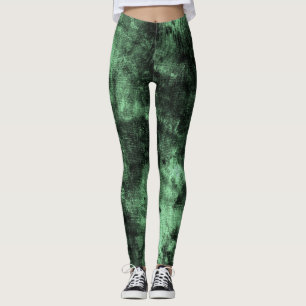 Grönt Grunge Textured Spandex Leggings