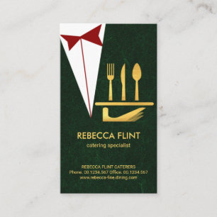 Grönt Grunge Tuxedo Guld serverar plakatbestick Visitkort