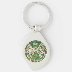 Grönt Guardian Angel Anpassningsbar Keychains Swirl Silverfärgad Nyckelring