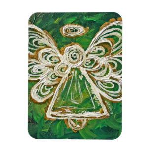 Grönt Guardian Angel Anpassningsbar Magnet Art Pa