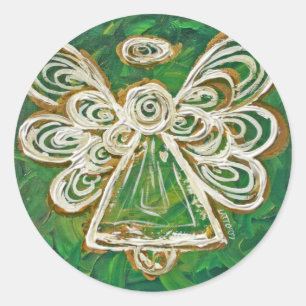 Grönt Guardian Angel Art Decal Stickers Runt Klistermärke