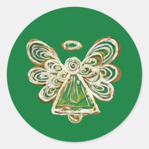 Grönt Guardian Angel Art Decal Stickers Runt Klistermärke