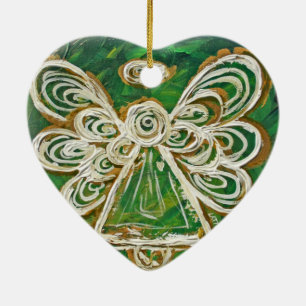 Grönt Guardian Angel Art Helgdag Ornament