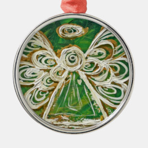 Grönt Guardian Angel Art Helgdag Ornament