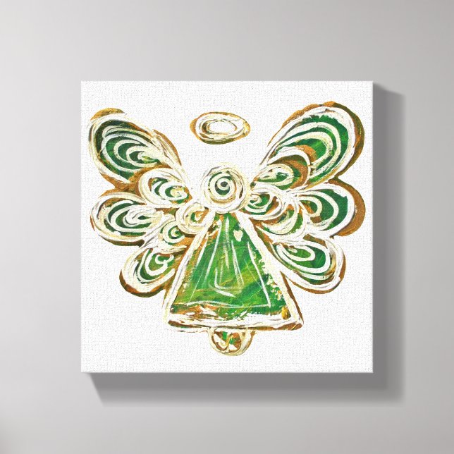 Grönt Guardian Angel Art Wrapped Canvas Painting (Framsida)