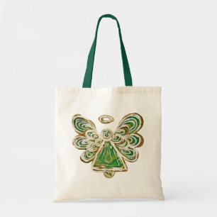 Grönt Guardian Angel jul Helgdag Tote Bag Tygkasse