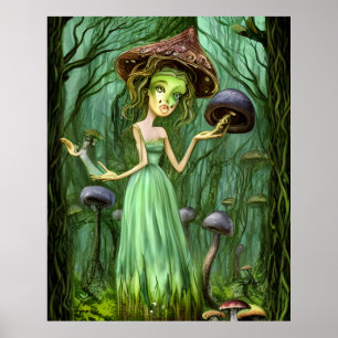 Grönt guddess i Magic Forest Poster