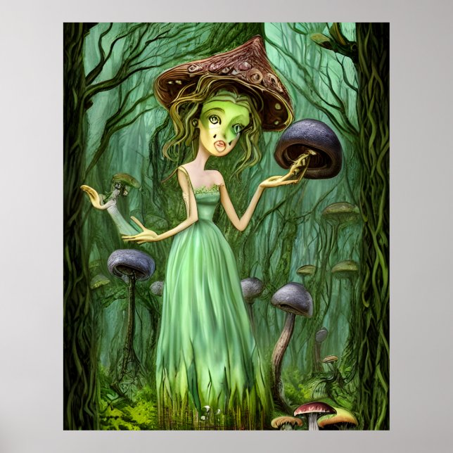 Grönt guddess i Magic Forest Poster (Framsidan)