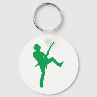 Grönt Guitar Player Silhouette Nyckelring