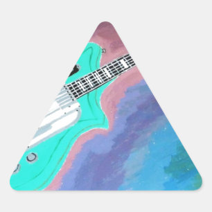 Grönt Guitar Triangelformat Klistermärke