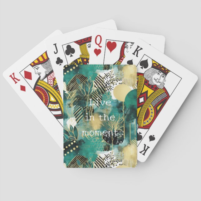 Grönt Guld Abstrakt Casinokort (Baksidan)