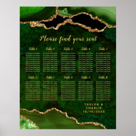 Grönt Guld Agat Bröllops Placeringsplan 10 Bord Poster