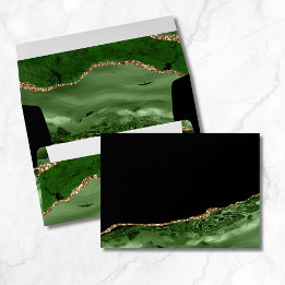 Grönt Guld Agate Geode Bröllop kuvert