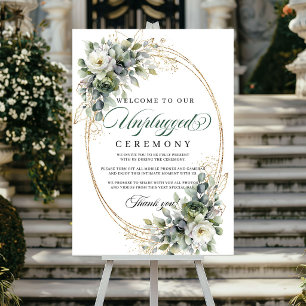 Grönt Guld Akvarell Avstängd Ceremoni Bröllop Poster