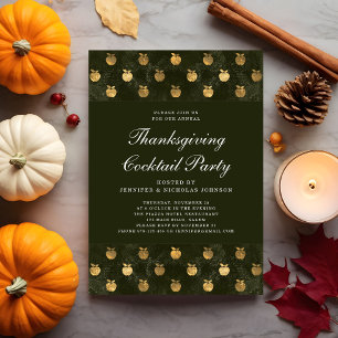 Grönt Guld Apple Thanksgiving Cocktail Party Inbjudningar