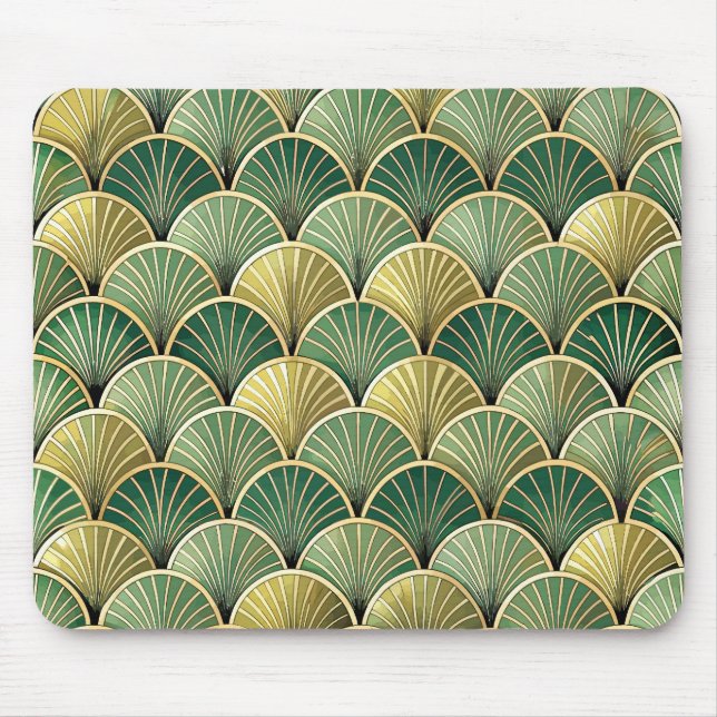 GRÖNT GULD ART DECO MÖNSTER MUSMATTA (Framsidan)