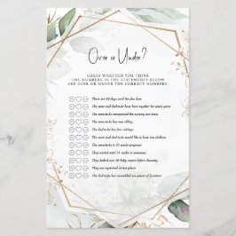 Grönt & Guld Baby Shower-spel över eller under?