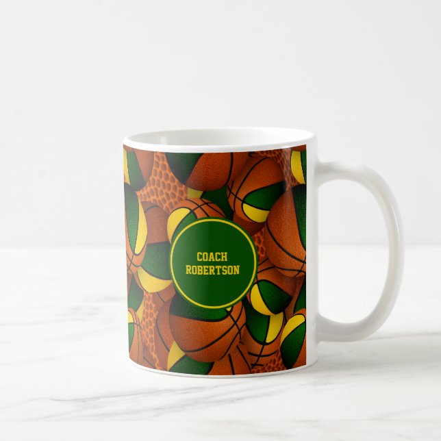 grönt guld basketlaget färg tränare namn kaffemugg (Höger)