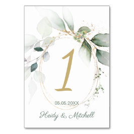 Grönt & guld blad, Bordsnumret Bröllop Bordsnummer