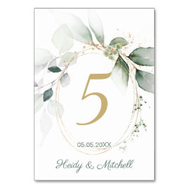 Grönt & guld blad, Bordsnumret Bröllop Bordsnummer