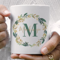 Grönt guld Blommig krans Monogram