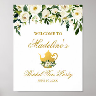 Grönt Guld Blommigt Möhippa Tea Party Välkomsthäls Poster