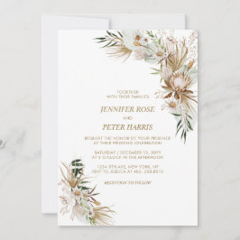 Grönt & Guld Boho Botanical Bröllop Firande Inbjudningar