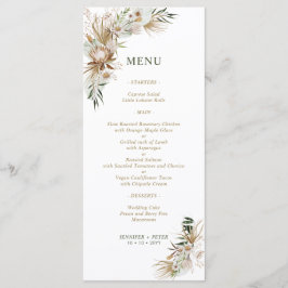 Grönt & Guld Boho Botanical Bröllop Menus Meny