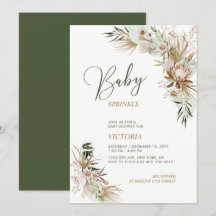 Grönt & Guld Boho Botaniskt Baby Sprinkle