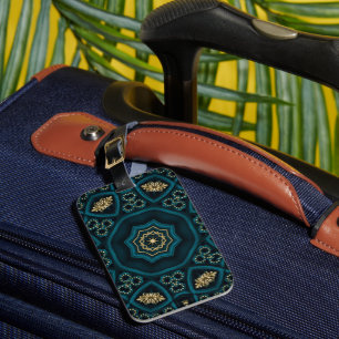 Grönt Guld Boho Rosette Mandala Bagagebricka