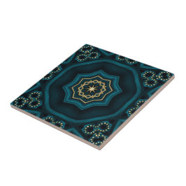 Grönt Guld Boho Rosette Mandala Kakelplatta