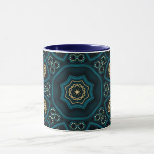 Grönt Guld Boho Rosette Mandala Mugg