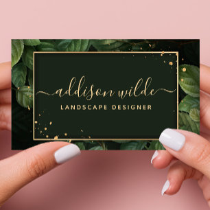 Grönt Guld Botaniska Blad Modernt Lövverk Visitkort