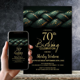 Grönt Guld Braid 70:e Födelsedagsfesten Inbjudningar